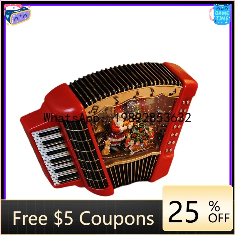 AB  Christmas Accordion Music Box Music Box Crystal Ba Christmas Gift Room Ornament Decoration