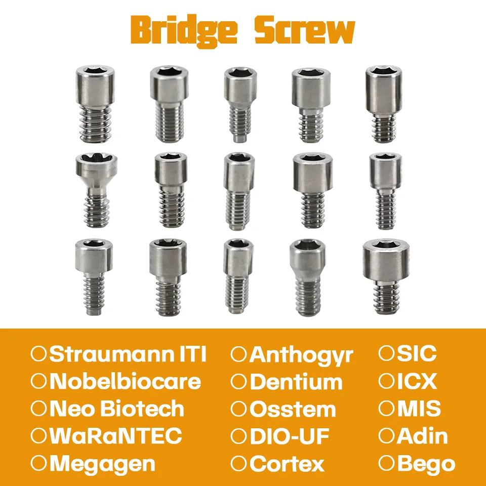 Dental Implant Titanium Bridge Screws Fit Straumann Nobel Biocare MIS Adin Multi-Unit Abutment Prosthetic Fixing Tool 20pcs