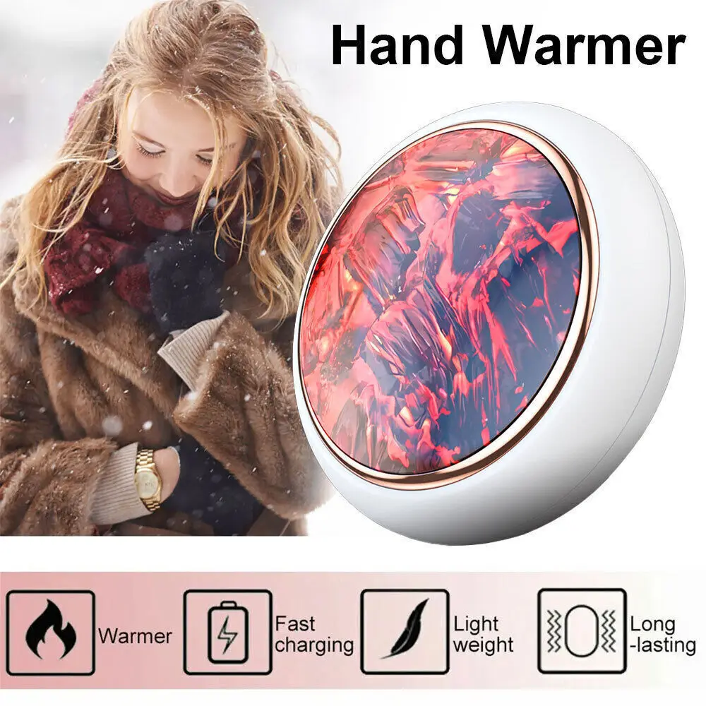 Charcoal Fire 1200Mah Hand Warmer USB Rechargeable Electric Heater Xmas Gift