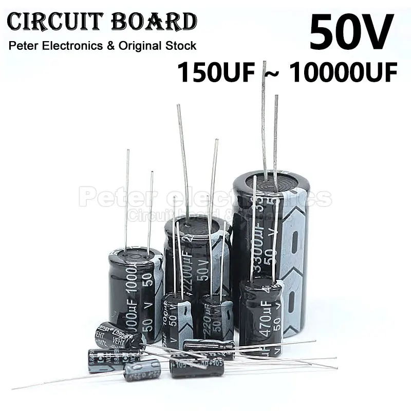 1-10PCS 50V DIP Aluminum Electrolytic Capacitor 150 220 330 470uf 680uf 820uf 1000uf 1500uf 2200uf 3300uf 4700uf 6800uf 10000uf