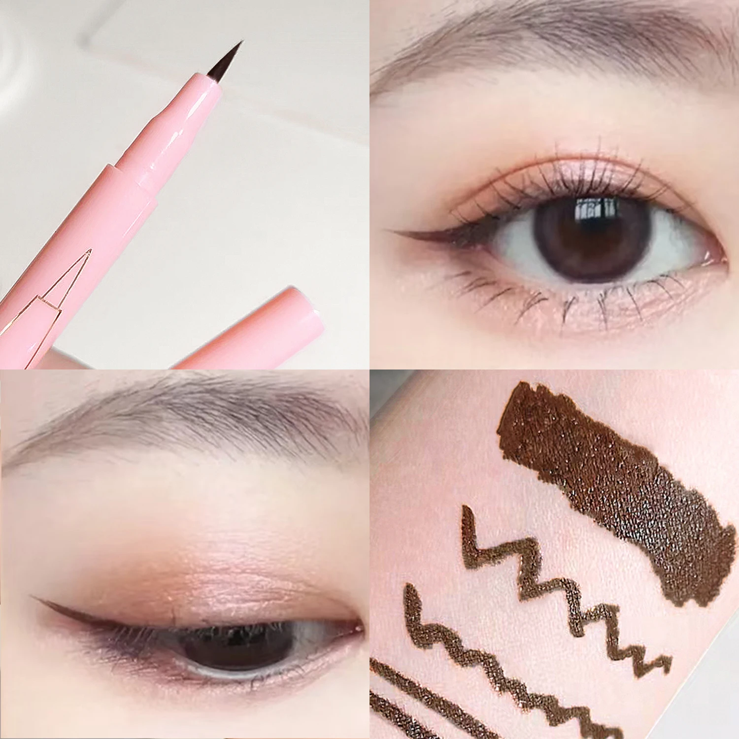 Delineador em pó tubo fresco preto delineador líquido de cabeça fina não é fácil de desbaste maquiagem e suave para iniciantes
