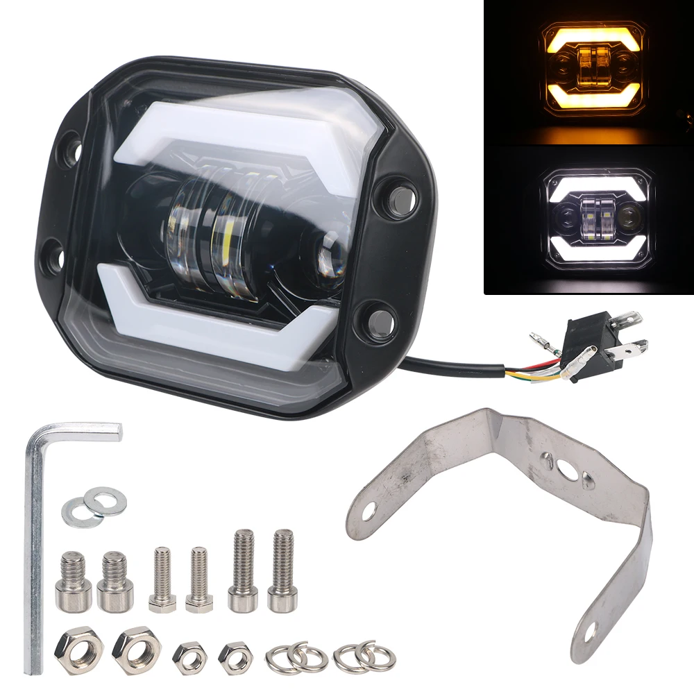 12V Car LED Spotlight 5 Inch Hi/low Beam for Jeep Truck Off Road 4X4 SUV DRL LED Headlights Flush Mounted Driving Work Light