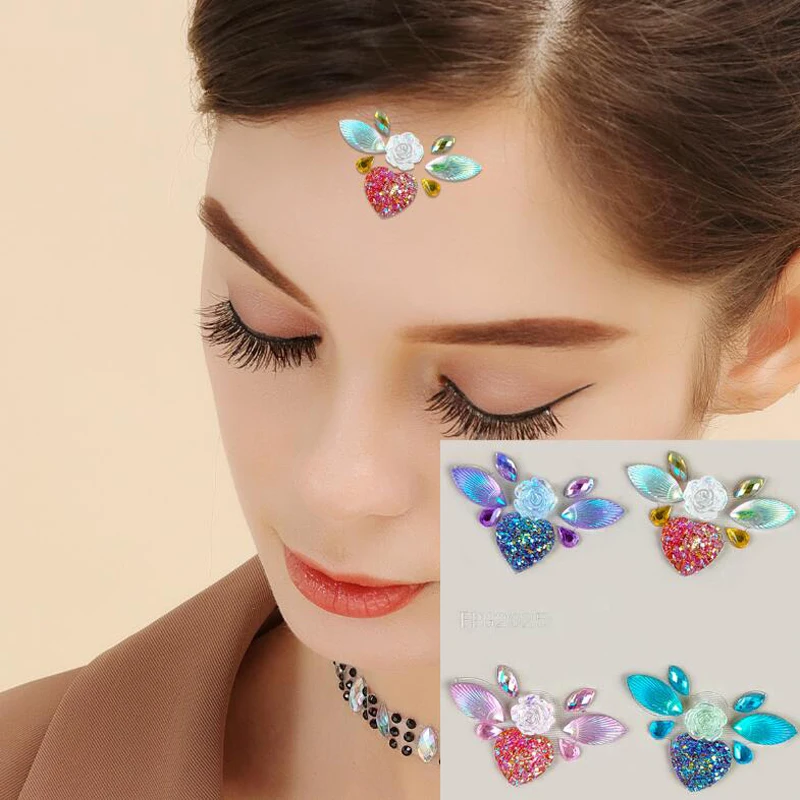 Face Diamond Sticker Eyebrow Forehead Decals Female Girl Colored Drill Face Decoration Stage Dinner Makeup Sticker Cosmetic Tool