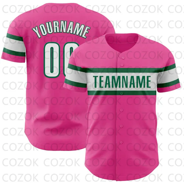 Unisex Custom Pink Series Baseball Jersey, camisa de manga curta, 3D Impresso Team Shirts, Hip Hop Tops, homens e mulheres