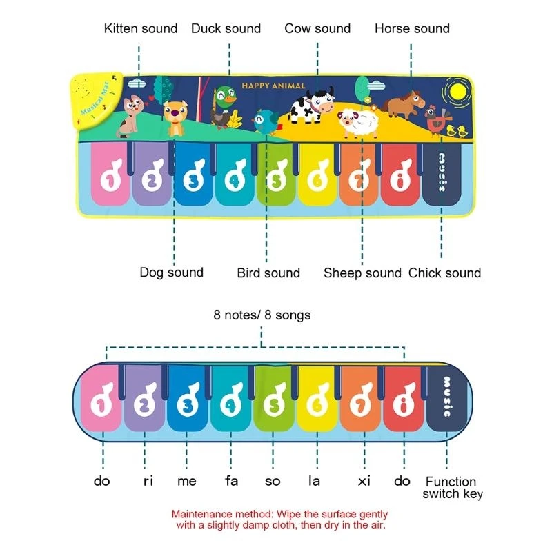 090B Kids Multifuction Improve Intelligence Floor Dance Music Mat Toy for Baby