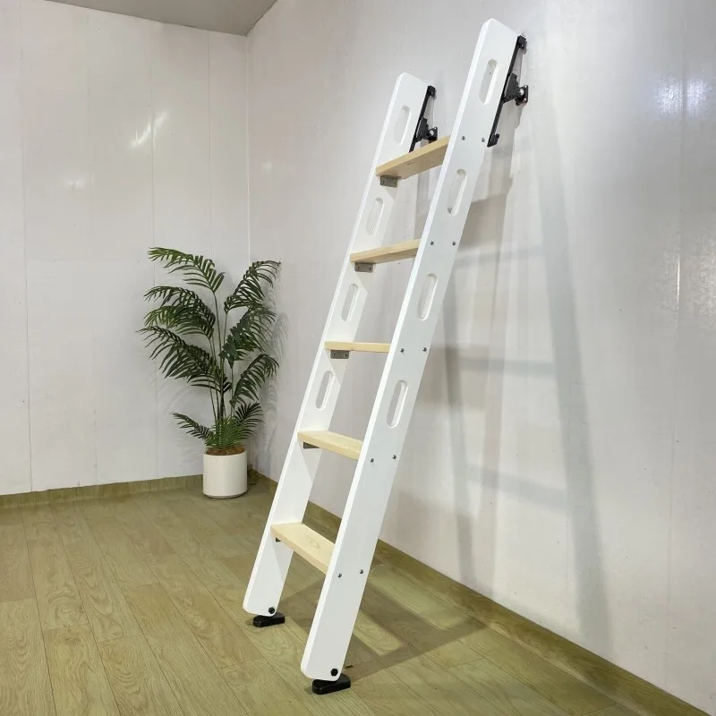 White vertical storage wall telescopic pull-fold bunk bed loft partition home solid wood staircase