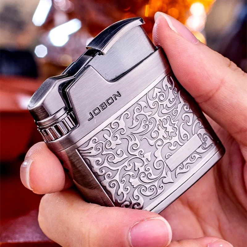 JOBON Jet Original Embossed Butane Lighter Creative Metal Windproof Cigarette Lighter Retro Men\'s Smoking Gadget