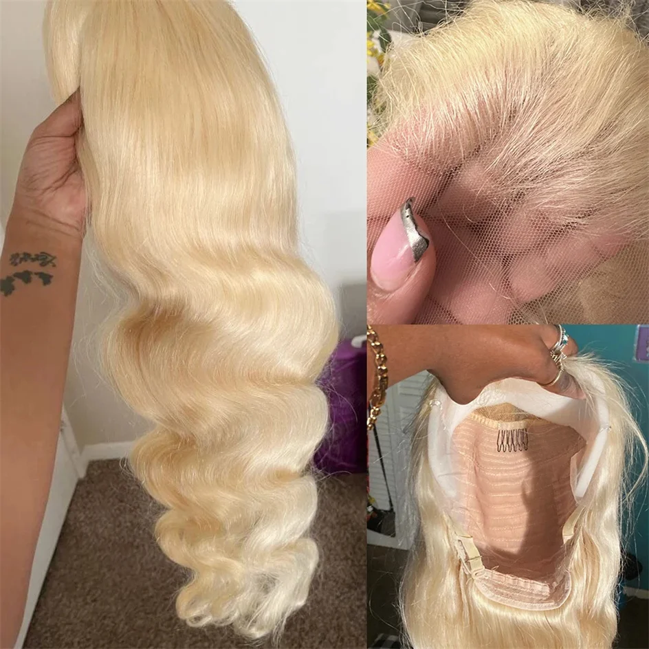 Wig frontal renda gelombang pirang tubuh 613 13x6 hd wig rambut manusia renda depan 13x4 wig remy Brasil untuk pilihan wanita