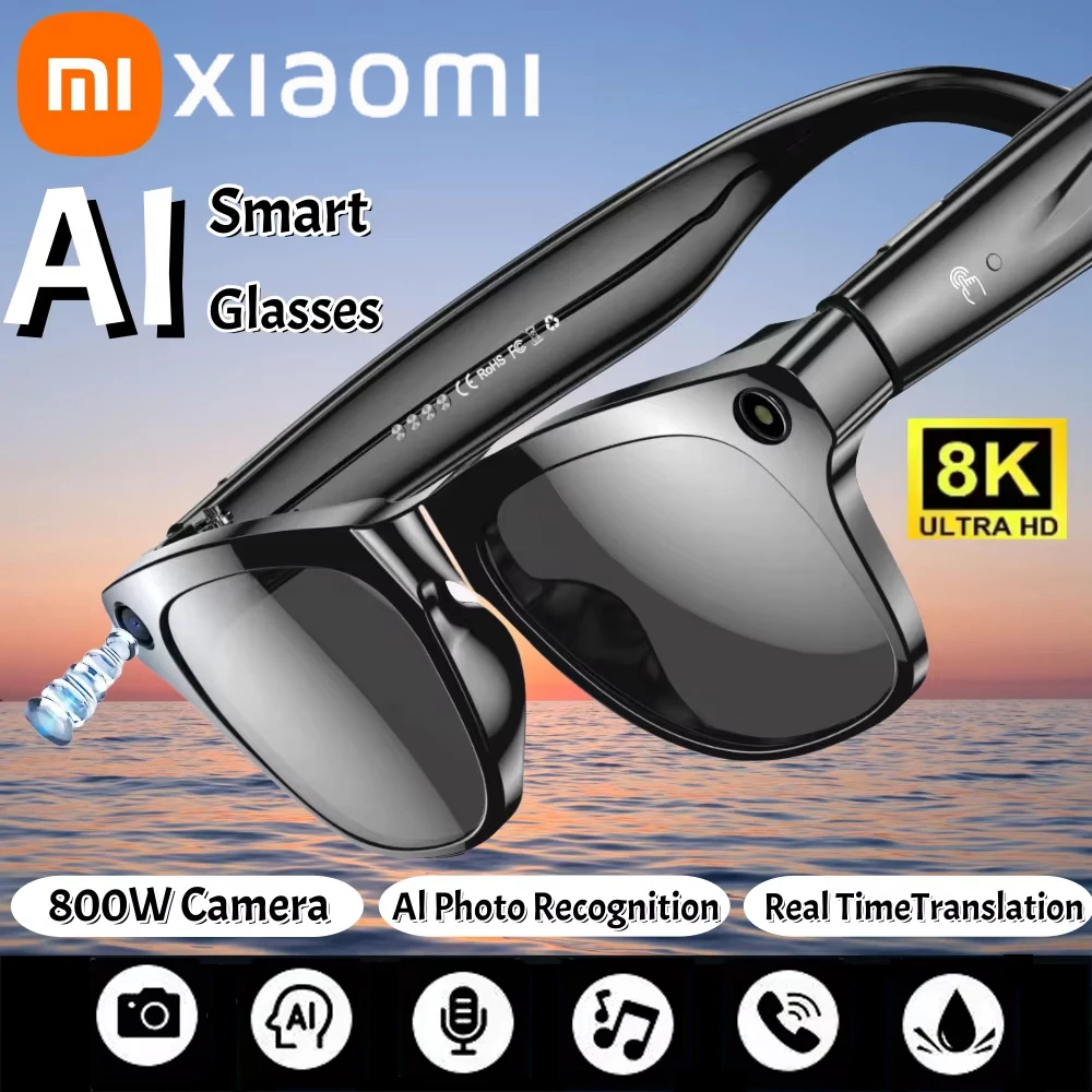 Xiaomi Smart AI Glasses HD 8K Photochromic Multifunction Bluetooth Calling Voice Assistant Music Player Translate Camera Glasses