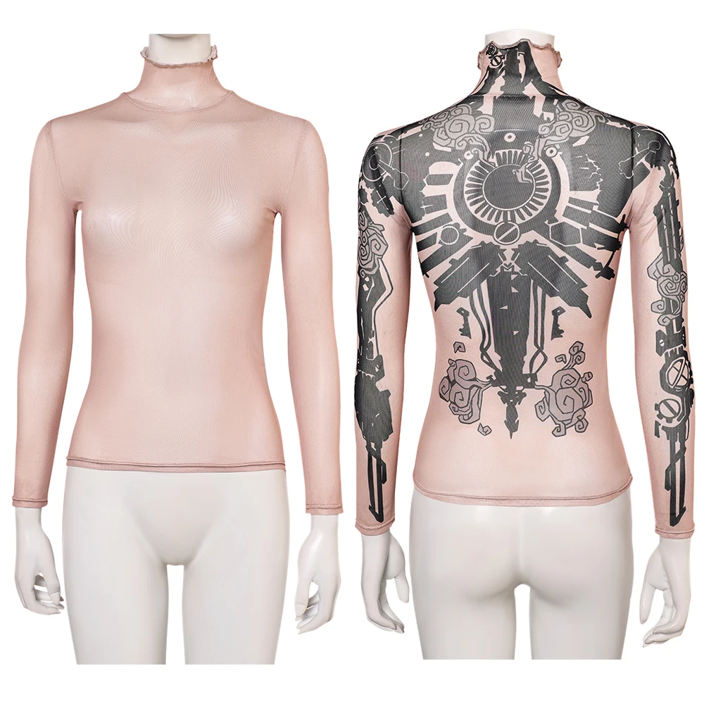 Arcane Vi Cosplay Fantasy Tattoo Printed Tops 2024 Game LoL TV 2 Costume Disguise Adult Women Roleplay Fantasia Outfits Female