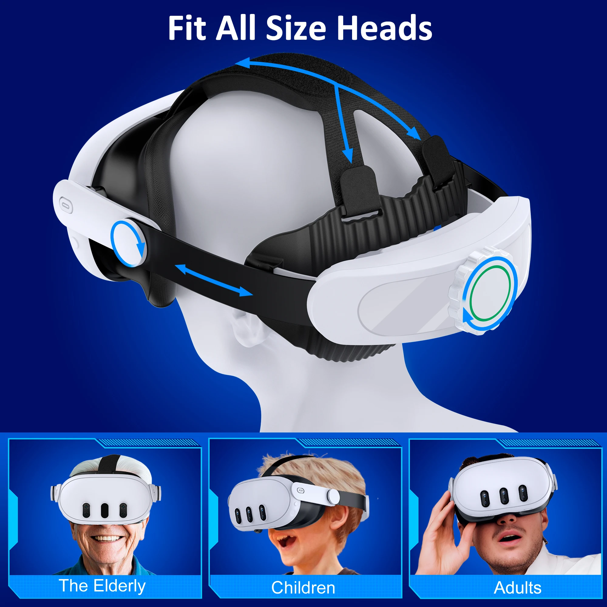 BEBONCOOL For VR Head Strap for Meta 2/3/3S - Adjustable Flip-Up Design Universal Fit for Ultimate Comfort