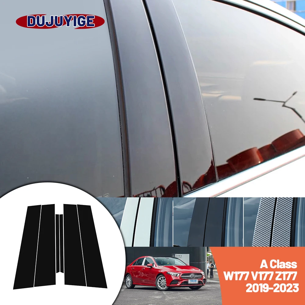 

Bright black carbon fiber door and window B C Pillar sticker suitable For Mercedes Benz A Class W177 V177 Z177 2019-2023 2020