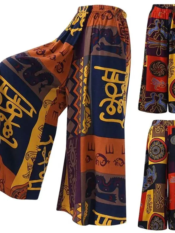 Loose Floral Print Casual Pants High Waist Straight Leg Long Trousers Women's Comfortable Polyester Fiber Commute Sle