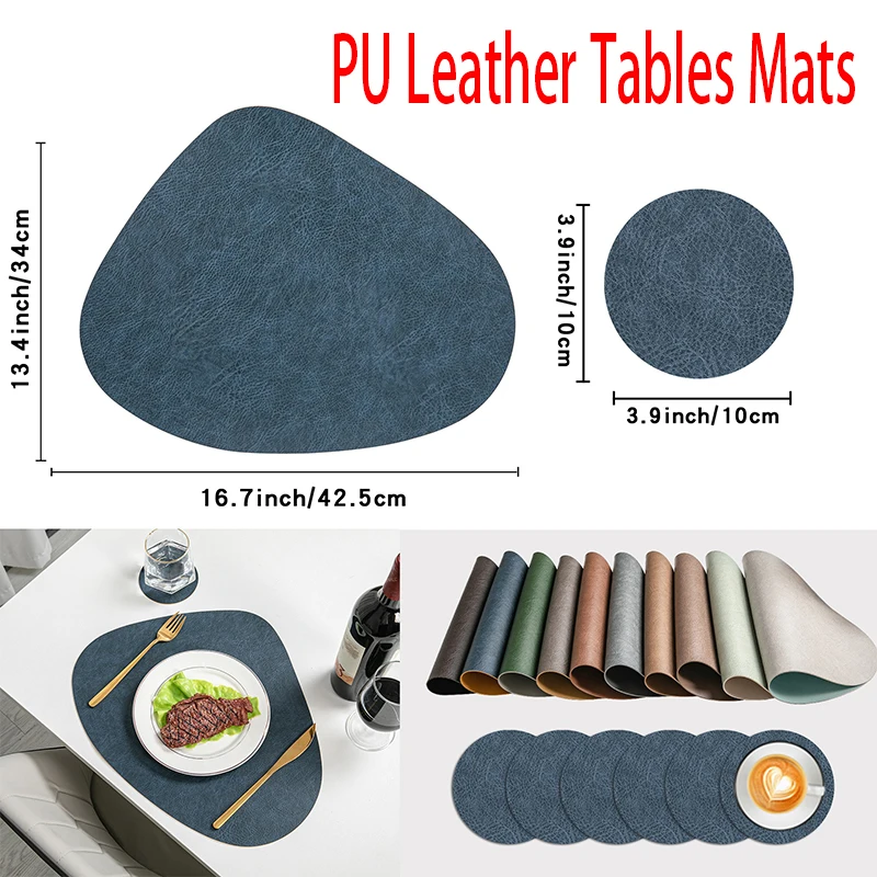1/4/6PCS PU Leather Placemats Oil-Proof Waterproof for Kitchen Table Mats Coffee Coasters placemats for table CJD01