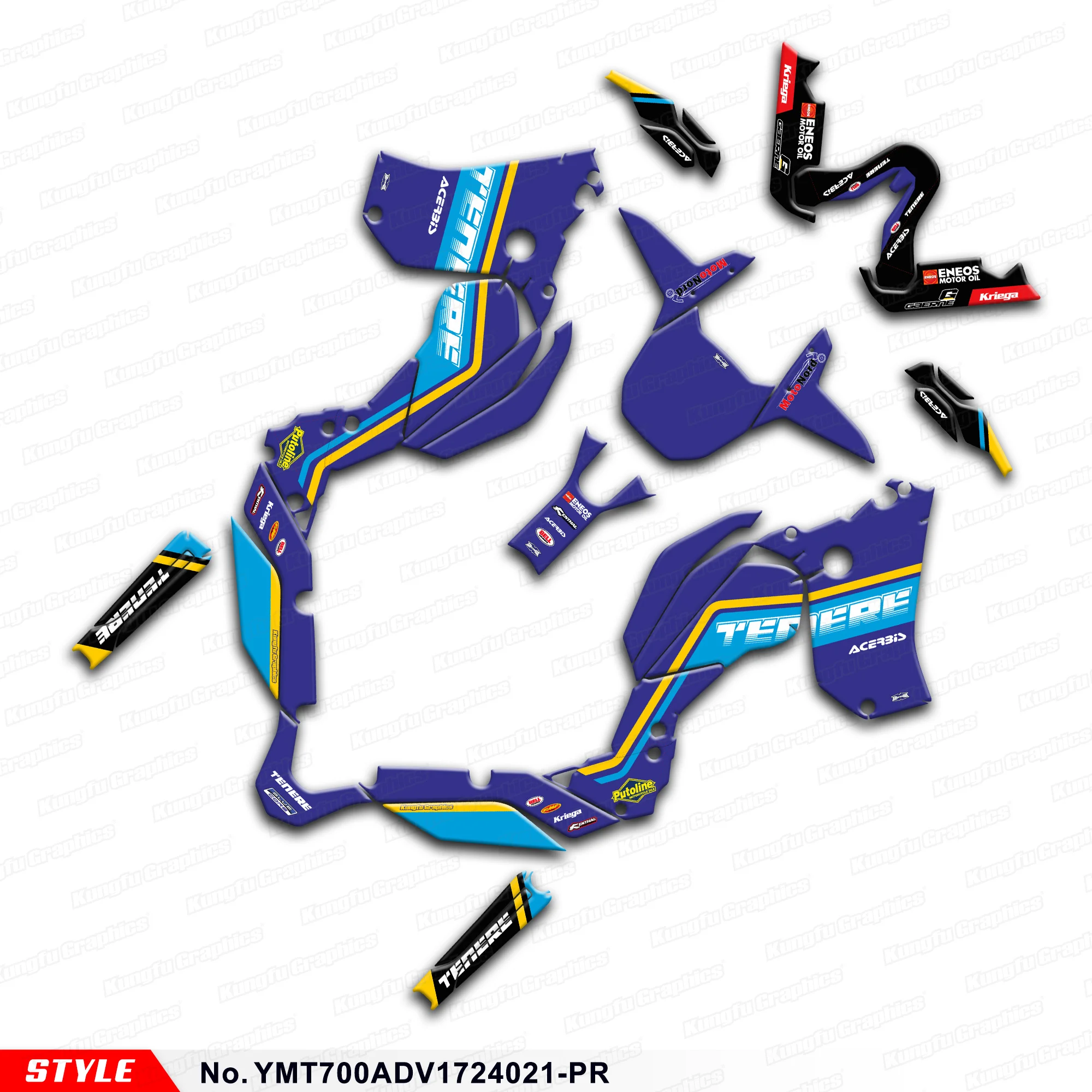 

Комплект графических наклеек JY Racing для Yamaha Ténéré 700 Tenere T700 T7 2017-2024, аксессуар, YMT700ADV1724021-PR