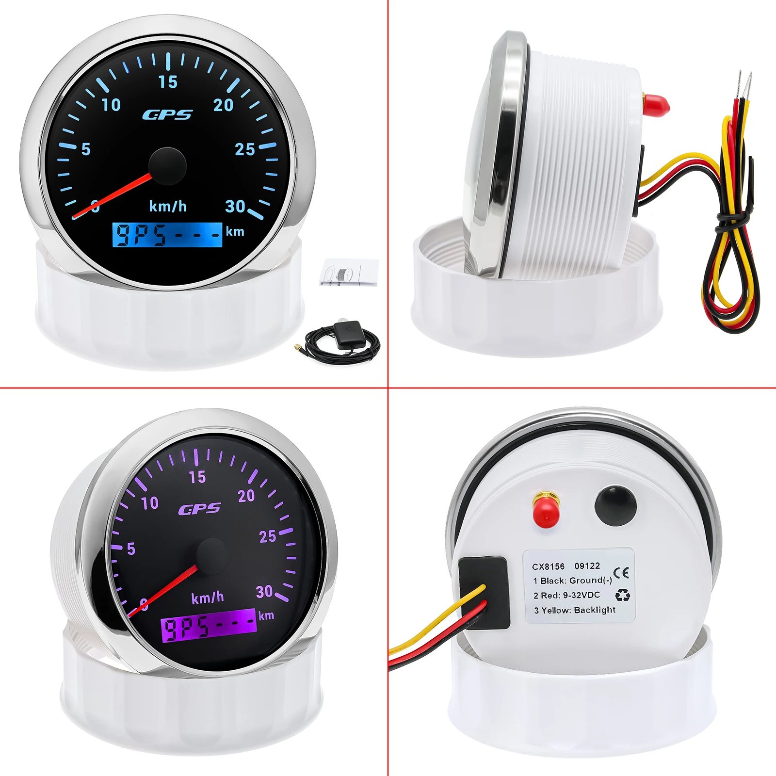 85MM GPS Speedometer Gauge For Motorcycle Marine Boat Truck 30~200 Kmh Speed Gauge Meter With GPS Antenna 7 Color LED Backlight