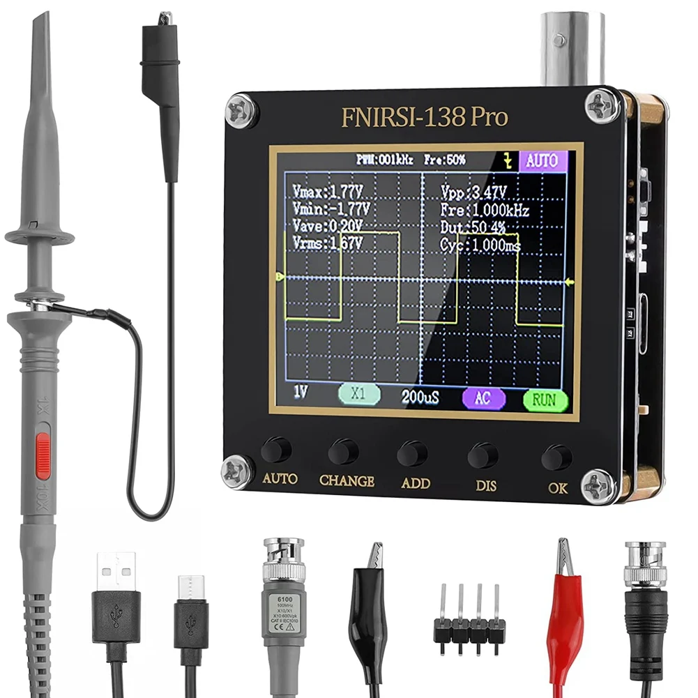 

B50C LCD Handheld Digital Oscilloscope Kit - 200Khz Digital Oscilloscopes Portable 2.5Ms/S Sampling Rate, 80Khz Pwm, Trigger
