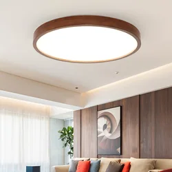 Chinese Walnut Ceiling Lamp Ultra-thin Round Wood Ceiling Lamp Nordic Chandelier Bedroom Study Lamp Balcony Corridor Lighting