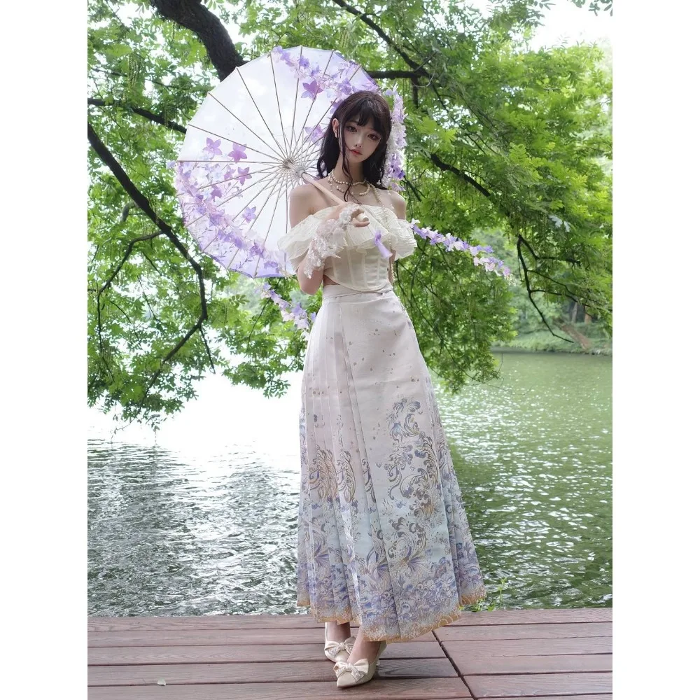 Sea Shark Language Han Yang Eclectic Suspender Skirt Weaving Gold Horse Skirt High-end New Chinese Set