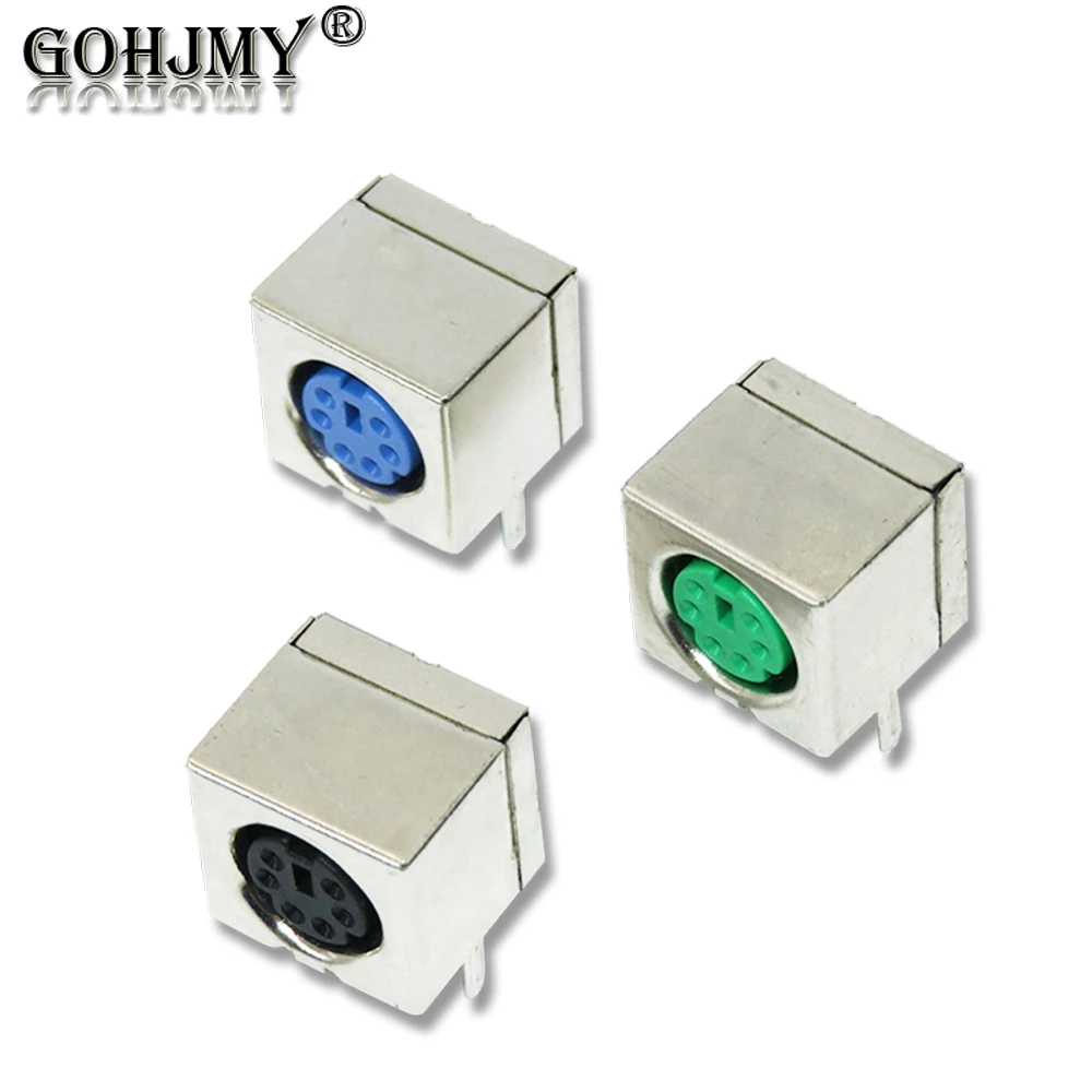10PCS PS2 6P keyboard socket 6-pin connector purple-green mouse socket NEW