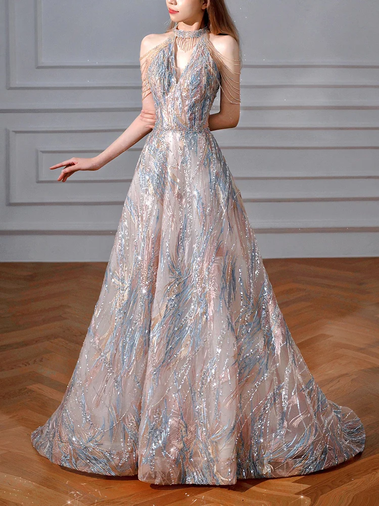 

Вечернее платье невесты, висит Ne Advanced Sensation, помолвка, ужин, длинное платье Dr Ele, винтажная вышивка