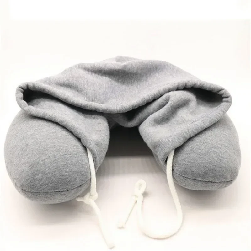 

Travel Pillow Hooded U-Shaped Pillow Cushion Car Office Airplane Head Rest Neck Travel Pillow Accessories