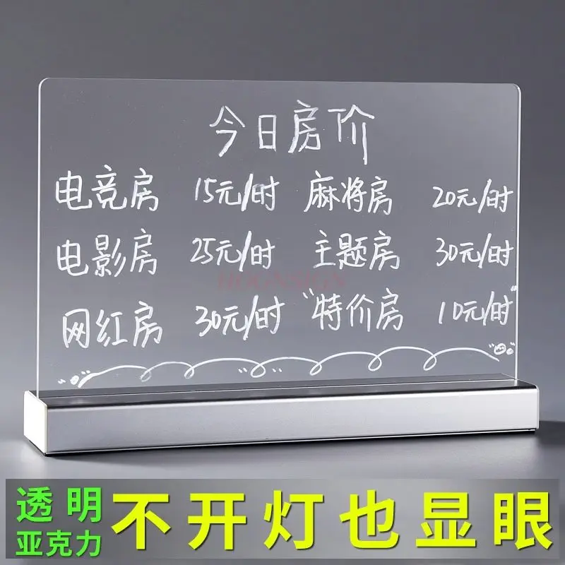 1pcs Rechargeable handwritten fluorescent board, store advertisement, luminous board, transparent acrylic fluorescent board