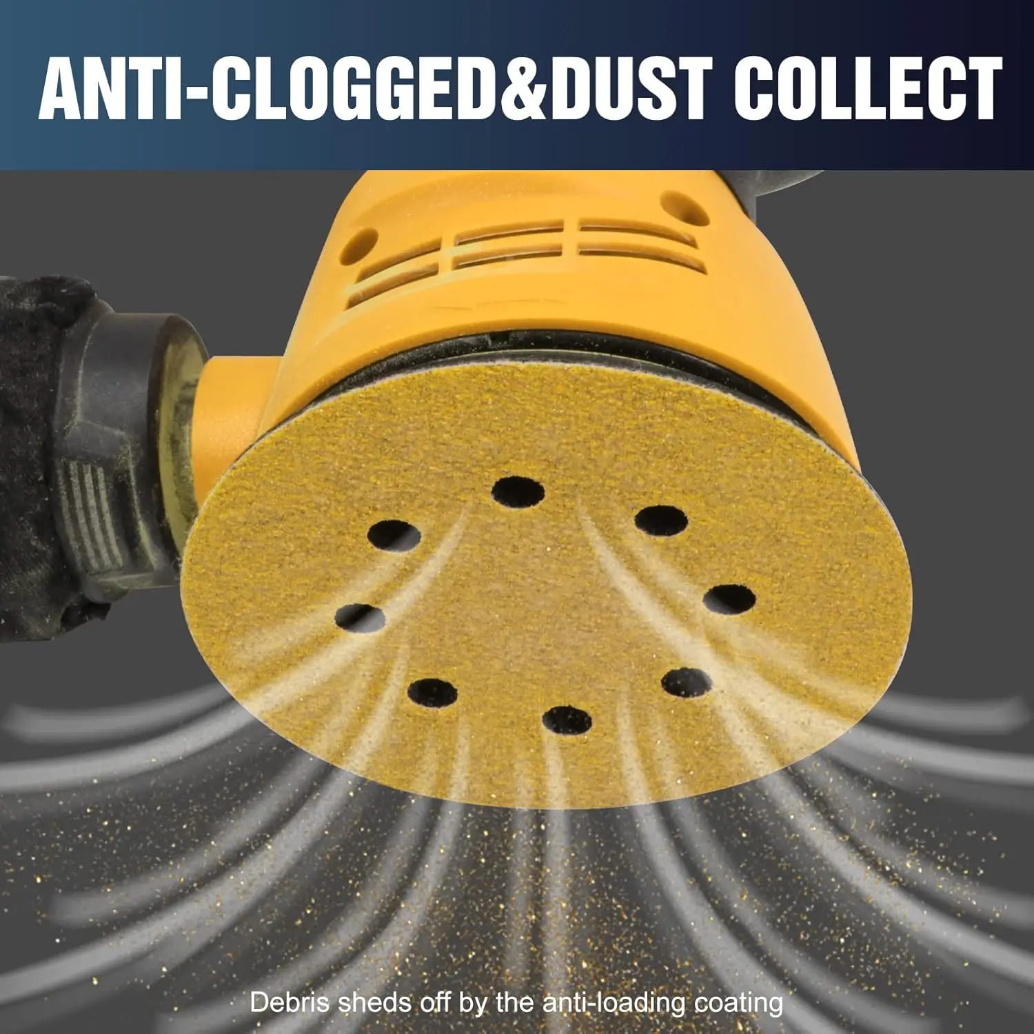 10 قطعة 5 بوصة 8 حفرة 125 مللي متر أقراص الصنفرة الصفراء هوك وحلقة ورق الرمل 40-800 حصى قرص الطحن أداة تلميع جلخ