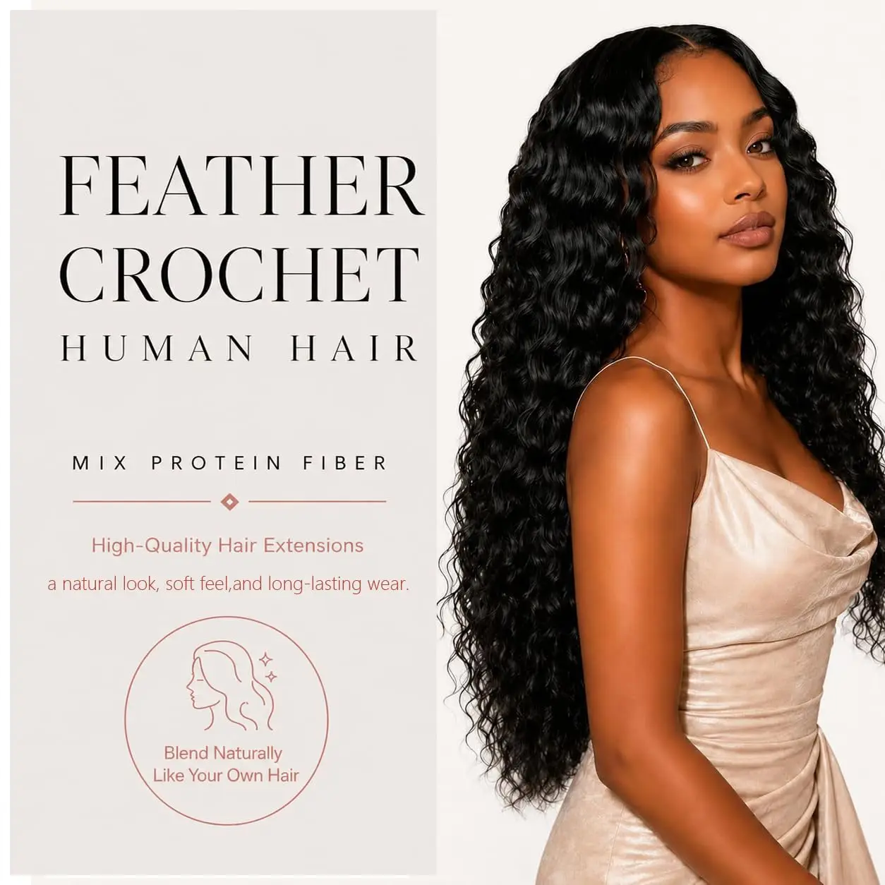 Human Crochet Hair for Black Women Feather Miracle Knots Crochet Human Hair Deep Ocean Curly Wave Feather Crochet Hair Extension
