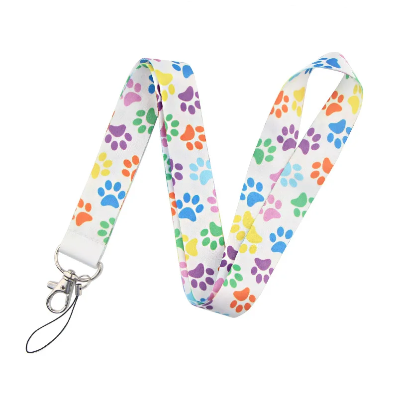 Colorful Dog Paws Animals Neck Strap Lanyards ID badge card holder keychain Mobile Phone Strap Gift Ribbon webbing necklace