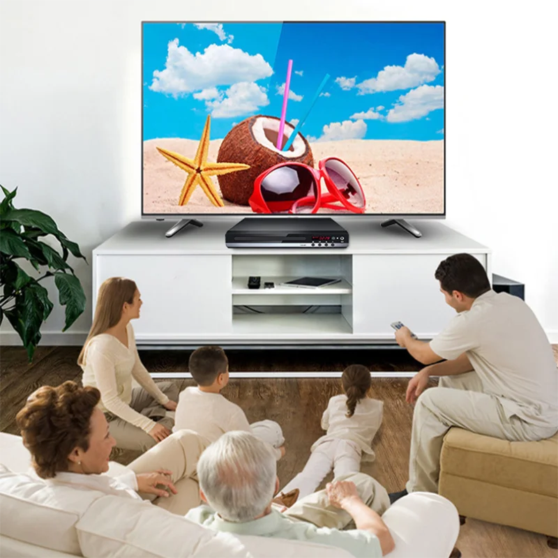 Home DVD Player VCD CD Disc Media Player Machine with AV Output Remote USB Mic Full HD 1080P Home DVD Player Box Multimedia