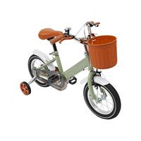 12 Inch Kids Bike w/Training Wheels+Basket, Dual Brakes Adjustable Children's Bicycle Load 40kg for Ages 2-4 (Green/Yellow/Pink)