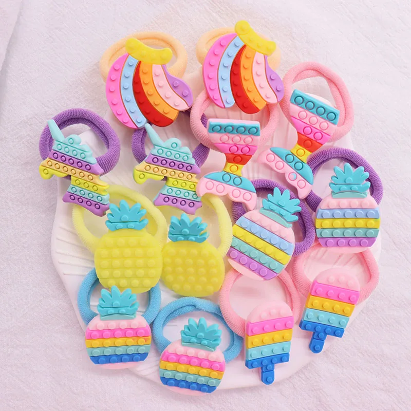 

Cute Rainbow Unicorn Mermaid Hair Accessories Rubber Bands Scrunchies Elastic Hair Bands Girls Headband Decorations Ties