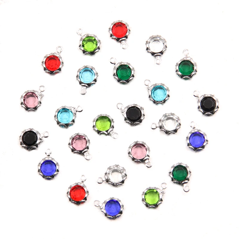 10Pcs 7X9mm 8 Color New Product Stainless Steel Round Flower Charms Pendant DIY Bracelet Necklace For Jewelry Making Accessories