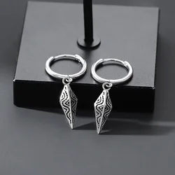 Boucles d'oreilles en argent regardé 925 pour hommes, motif géométrique vintage, oreille conique, bijoux strucBoy, personnalité, hip hop, accessoires de fête