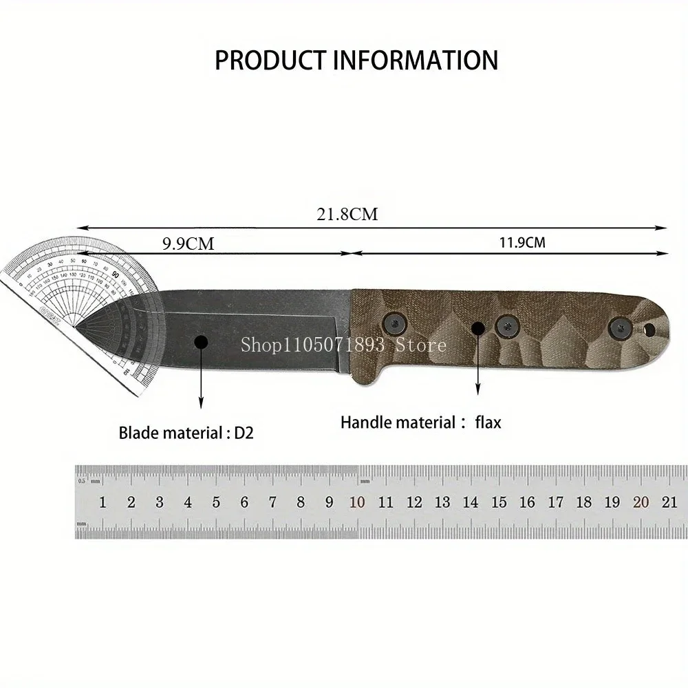 PR4 Portable Outdoor Camping Fixed Knife with Sheath Wilderness Activities Gear Hiking Fishing Daily Cutter PR4 Leather Sheath