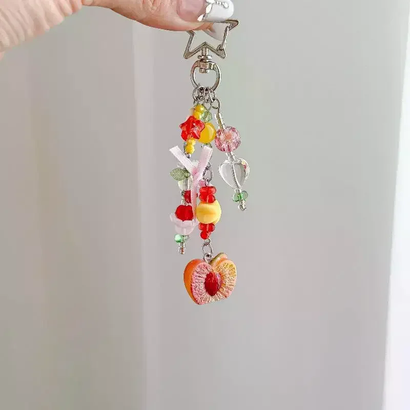 Handmade Half-Peach Keychain Star Clasp Bag Charm Keychain Gift Great For Daily Carry And Gifting To Friends