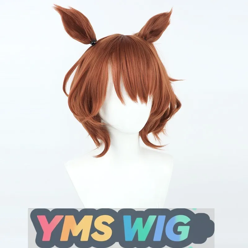 【YMS WIG】Peruka Cosplay Jockey Girl Pretty Derby z Prawdziwą Kokardą, Uszami i Ogonem, Realistyczna