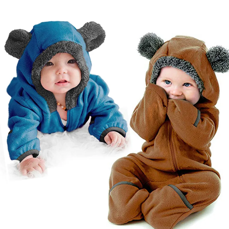 

Winter Baby Boy Romper Footies Thicken Long Sleeve Hooded Jumpsuit Children Infant Playsuit Toddler Tracksuit Kid Clothes A671