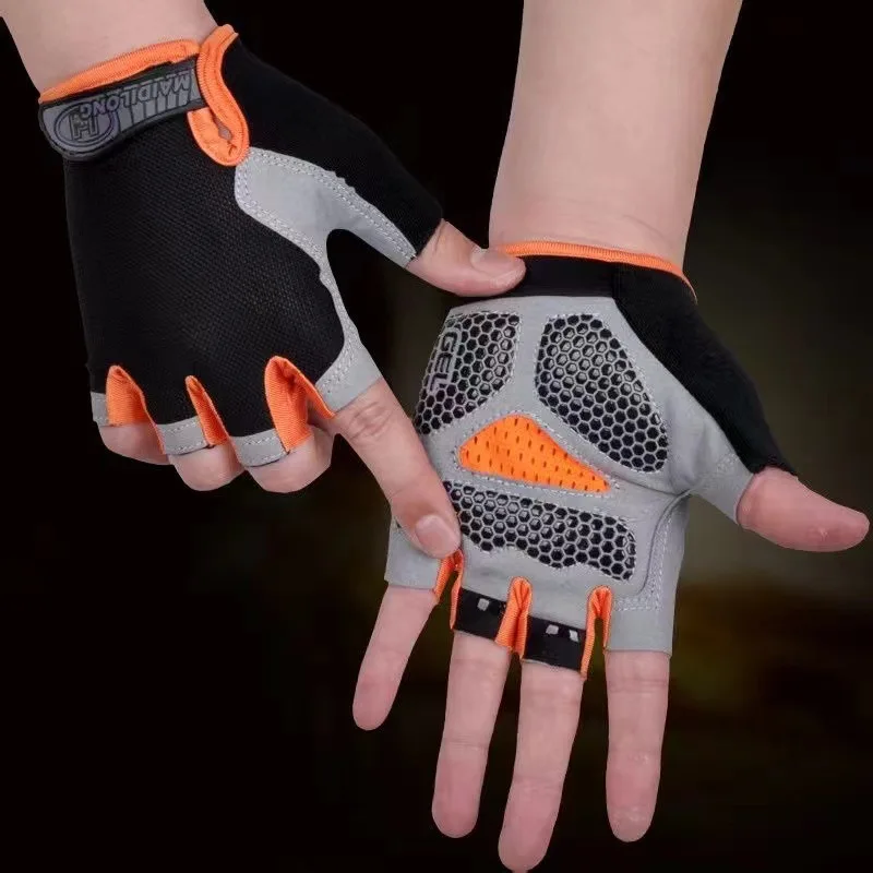 Guantes de gimnasio para hombre y mujer, mancuernas para levantamiento de pesas, entrenamiento deportivo, guantes de ejercicio, antideslizantes, transpirables, sin dedos, para ciclismo