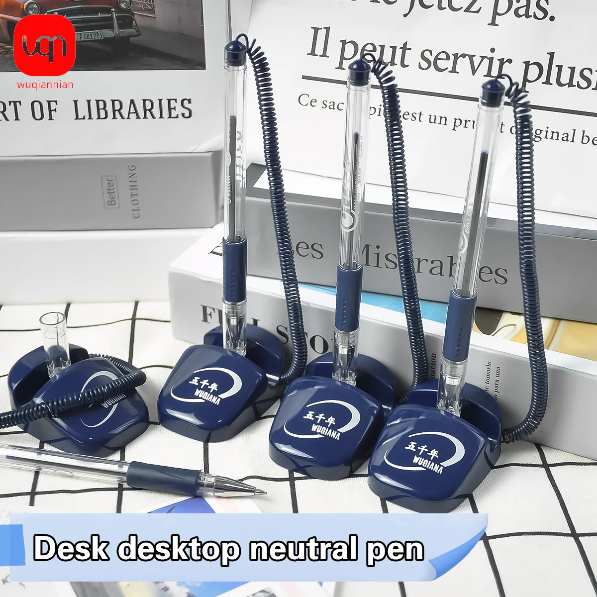 

WQN-3/6/12PCS High-Quality Security Counter Neutral Pen With Adhesive Chain - Suitable For Reception Areas Schools And Office