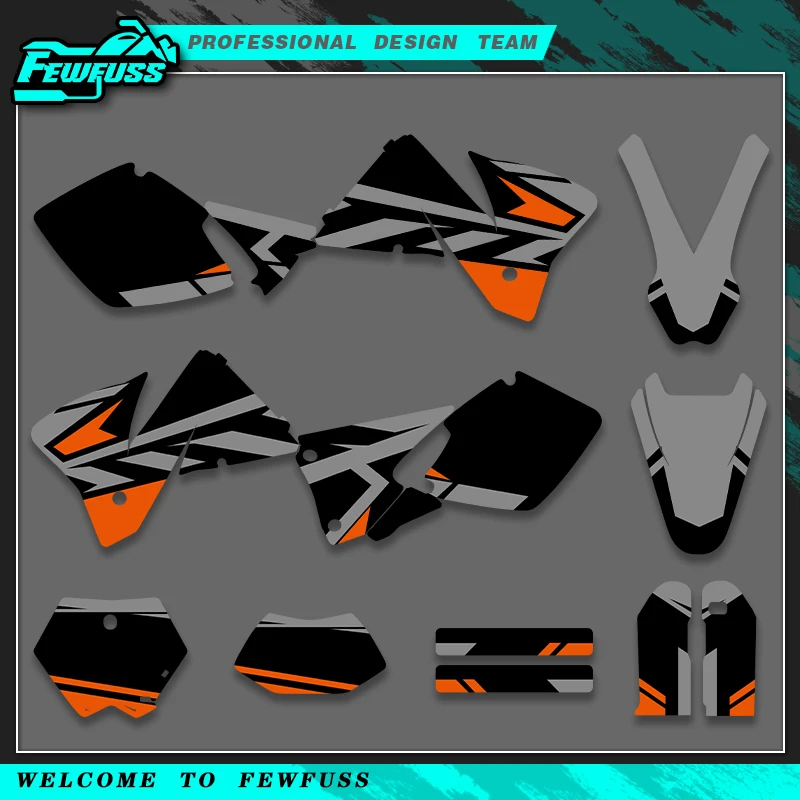 Fewfuss For KTM SXF 1998‑2000 Motorcycle Graphics Decals Stickers Kit, Custom Name & Number for Dirt Bike