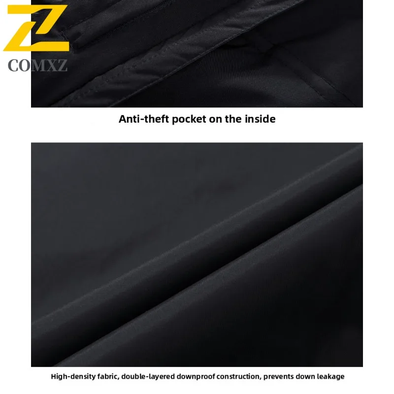 เสื้อแจ็คเก็ตขนเป็ดสั้นสำหรับผู้ชาย COMXZ เสื้อคลุมมีฮู้ดสำหรับกิจกรรมกลางแจ้ง แคมป์ปิ้ง กันลม เสื้อปาร์กาสำหรับเดินป่า ท่องเที่ยว ป้องกันความหนาว เสื้อโค้ทสำหรับฤดูใบไม้ร่วงและฤดูหนาว