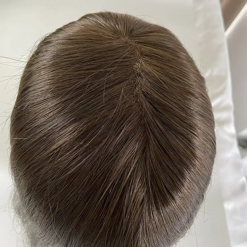 Feine Mono mit Pu Base Frauen Topper Systeme lange glatte Haare Topper für Frauen 100% Remy Echthaar Perücken für Frau Haar teile