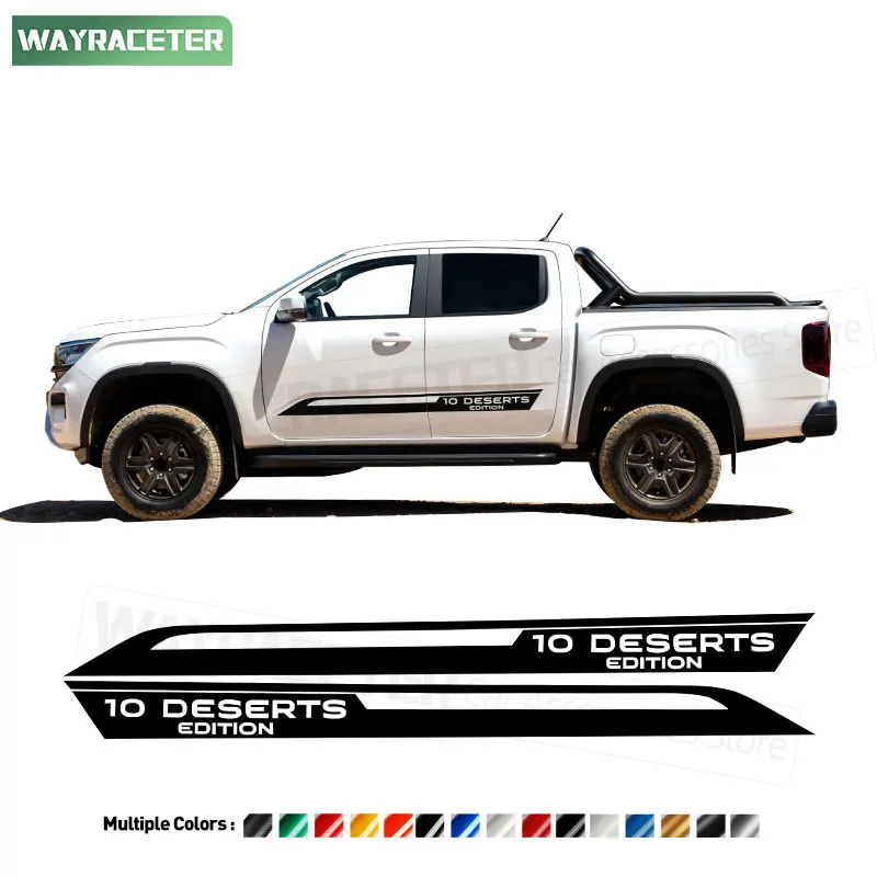 

2 Pcs Door Side Stripes Sticker 10 Deserts Edition Graphics Vinyl Decal For Volkswagen VW Amarok Off Road 4X4 2024 2025 2022+