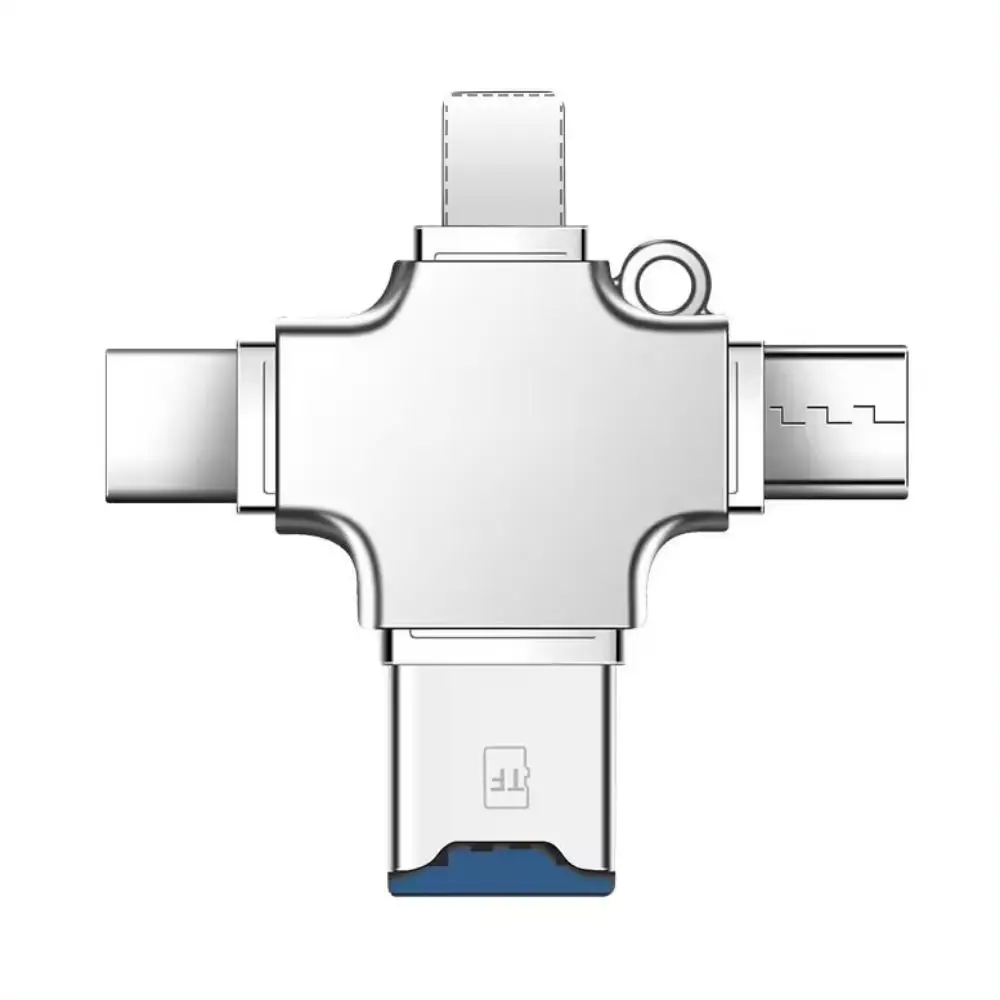 4-in-1 Multi-Port-Kartenleser Lightning USB Typ C Tragbarer Konverter Kompatibel mit iPhone iPad Android Mac PC Kamera