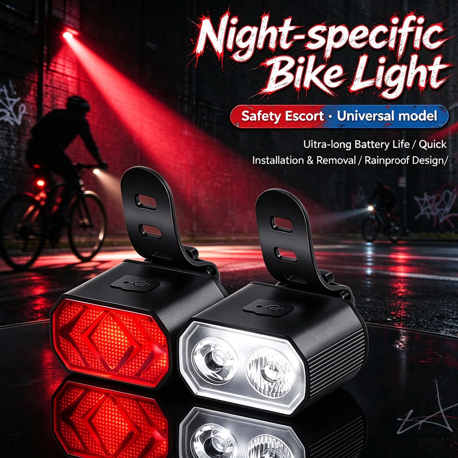 Bicycle Front Rear Light LED USB Rechargeable Lamp Bike Safety Warning Light Road Mountain Bike Tail Lamp Cycling Taillight