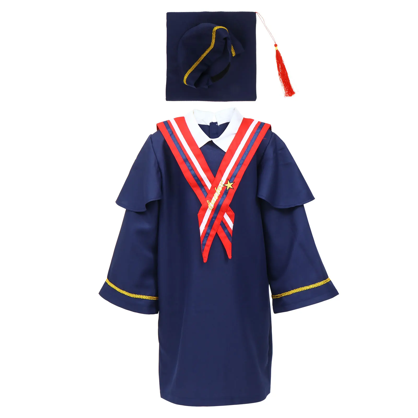 

Children Graduation Thick Fabric Comfortable Kids Photo Prop Dress Bachelor Cap Photo Prop Dress Set Graduation Ceremony