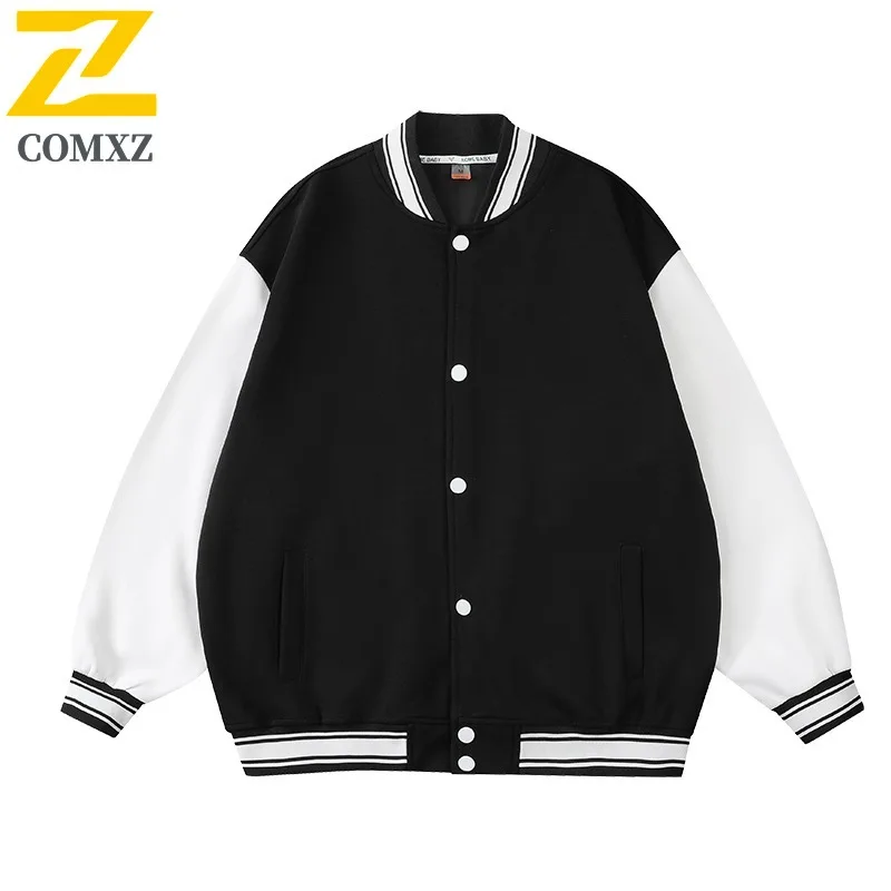 

COMXZ 2025 куртка для сращивания, мужская повседневная свободная универсальная бейсбольная куртка с бейсбольным воротником, легкое пальто для пешего туризма, стильная бейсбольная форма, новые пальто