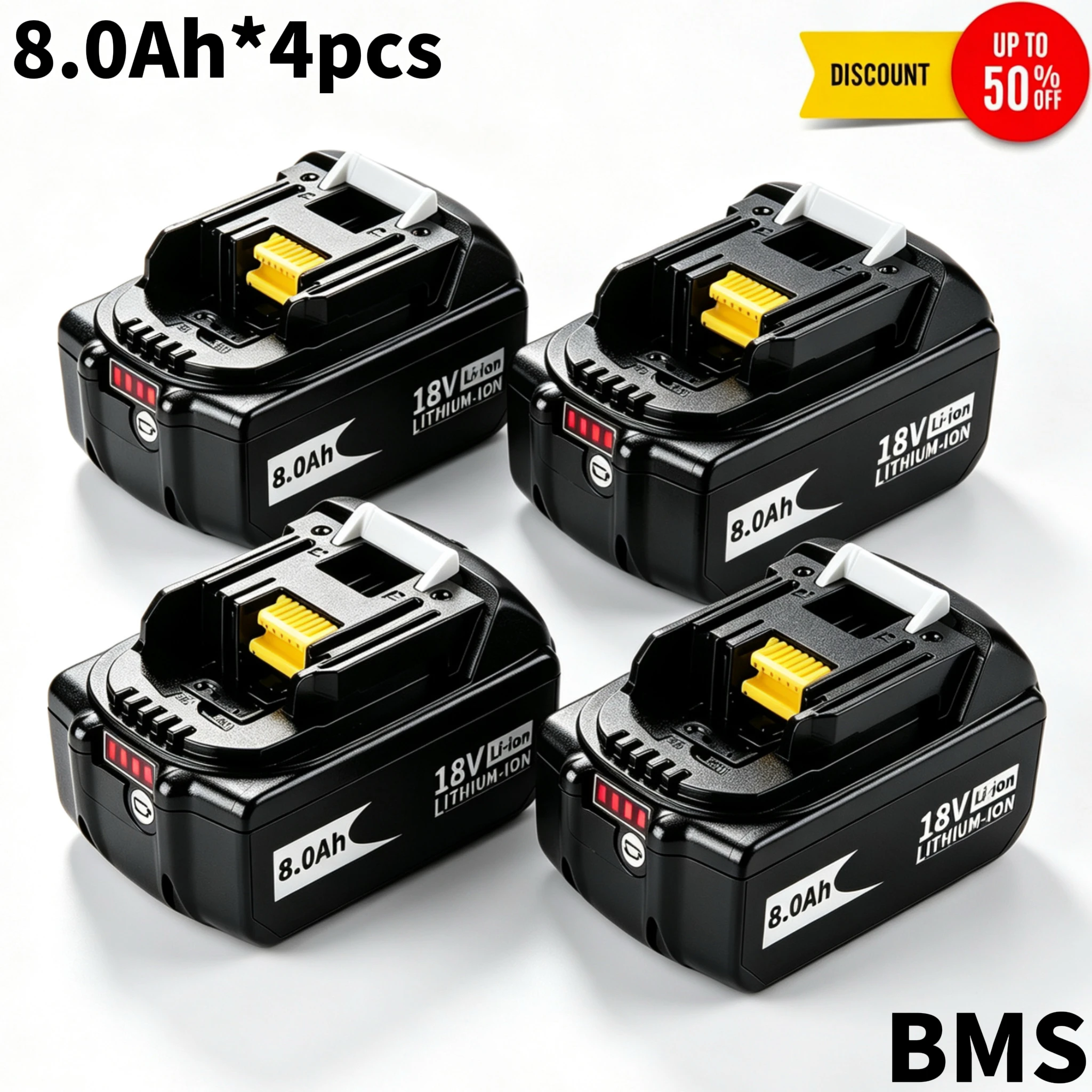 

For Makita BL1830 Battery 18V 8000mAh Replacement Battery for BL1860 BL1850 BL1840B Tool Rechargable Battery with 6A Charger